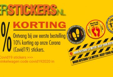 korting covid-19 stickers