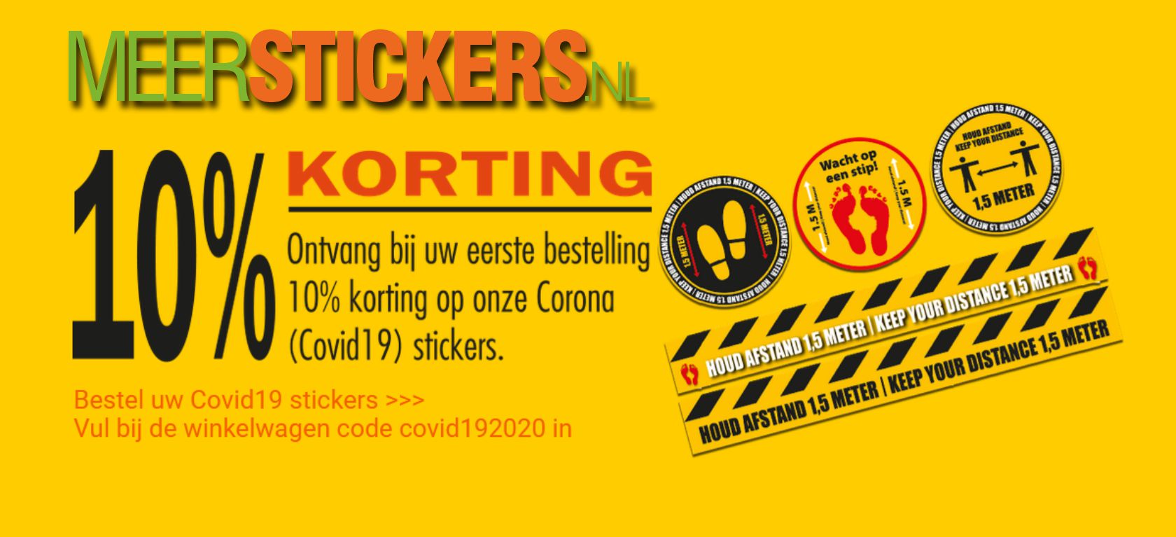 korting covid-19 stickers