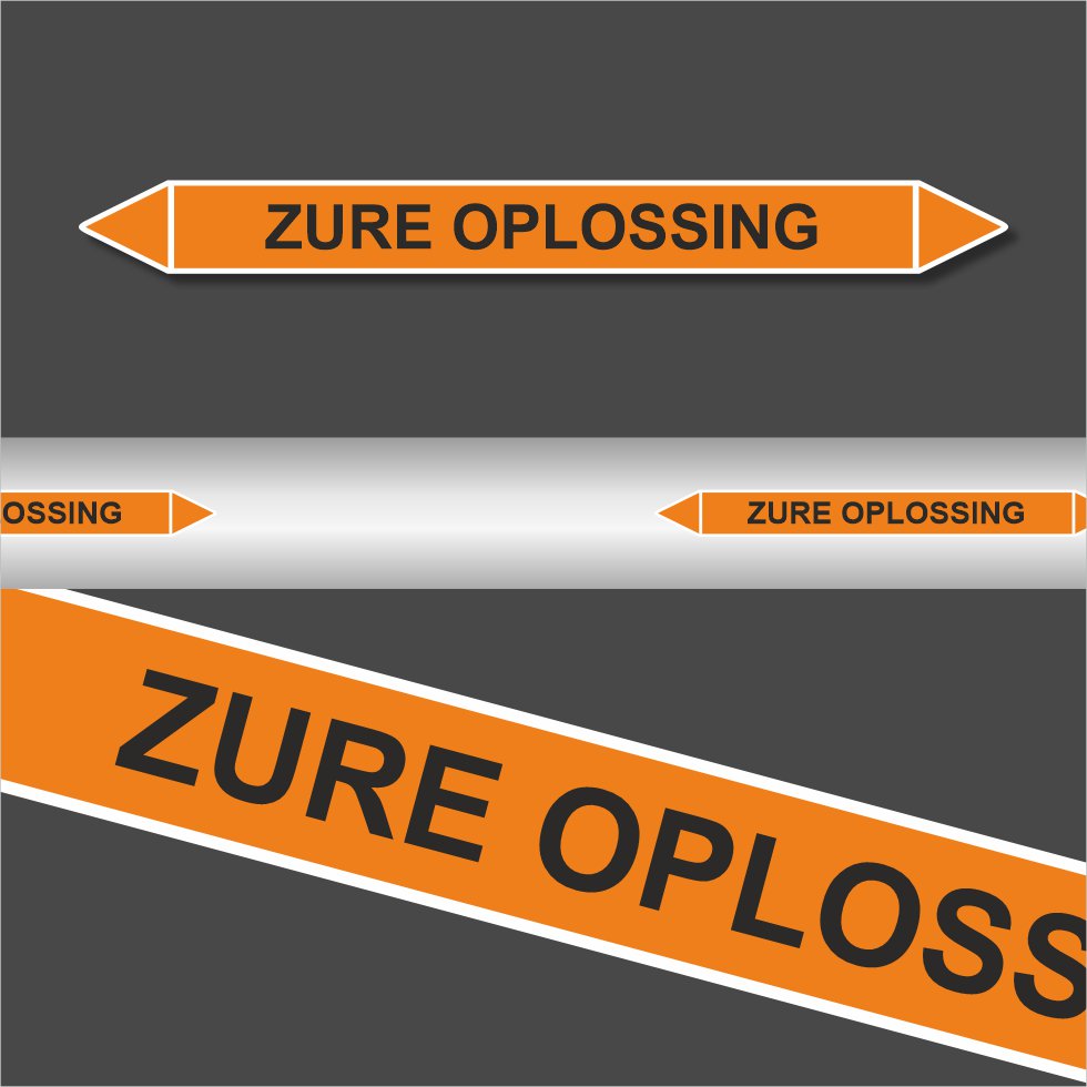 Leiding Markeringen Stickers Zure oplossing (Zuren) Leiding Markeringen Stickers Zure oplossing (Zuren)