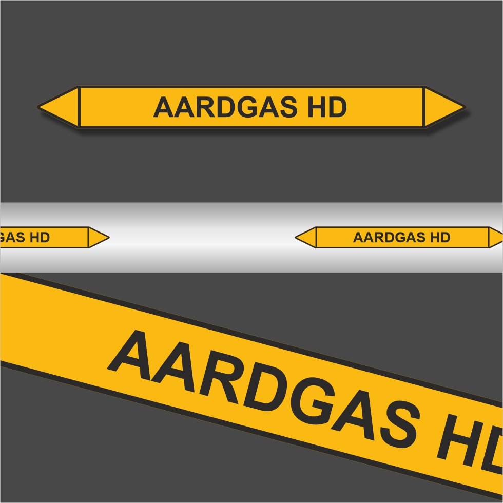 Leidingstickers Leidingmarkering Aardgas HD (Gassen) Leidingstickers Leidingmarkering Aardgas HD (Gassen)