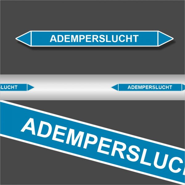 Leidingstickers Leidingmarkering Ademperslucht (Lucht)