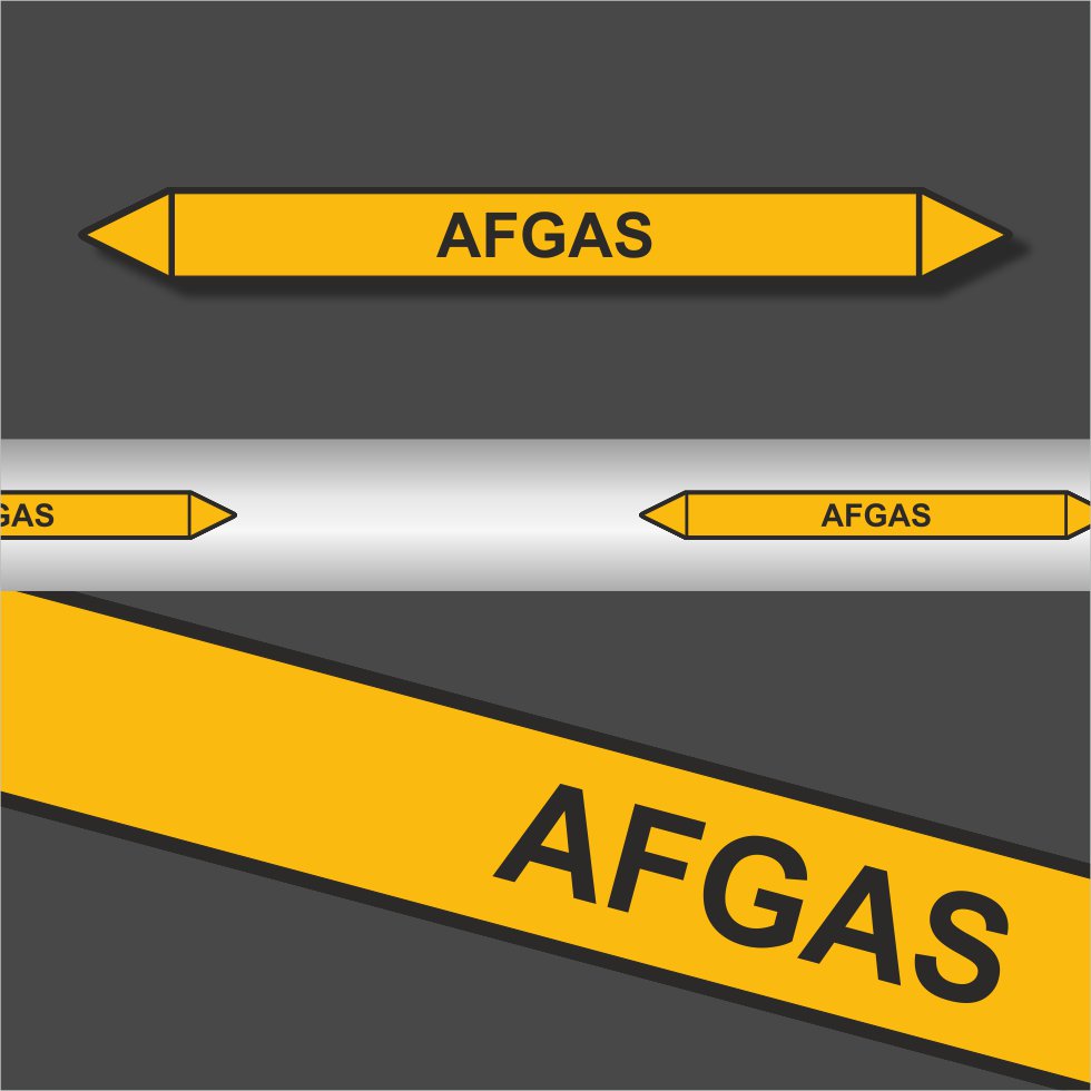 Leidingstickers Leidingmarkering Afgas (Gassen) Leidingstickers Leidingmarkering Afgas (Gassen)