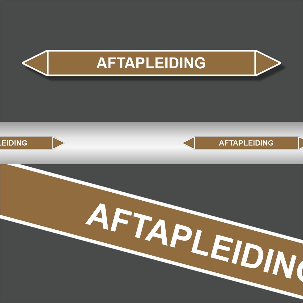 Leidingstickers Leidingmarkering Aftapleiding (Ontvlambare vloeistoffen) Leidingstickers Leidingmarkering Aftapleiding (Ontvlambare vloeistoffen)