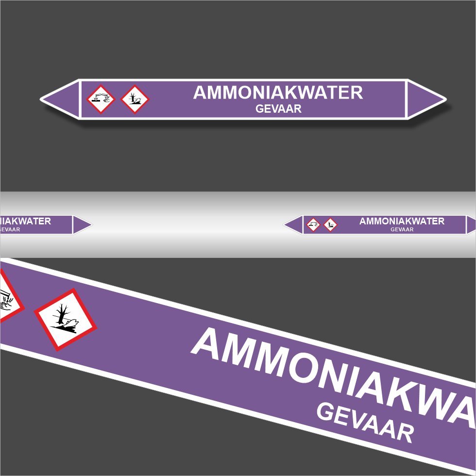 Leidingstickers Leidingmarkering Ammoniakwater (Basen) Leidingstickers Leidingmarkering Ammoniakwater (Basen)