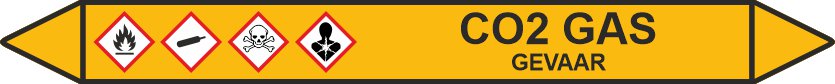 Leidingstickers Leidingmarkering CO2 Gas (Gassen) Leidingstickers Leidingmarkering CO2 Gas (Gassen)
