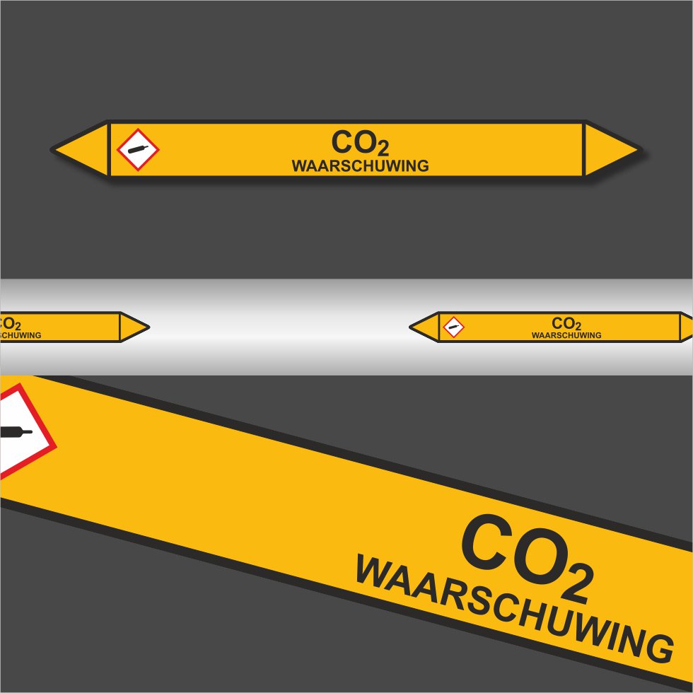 Leidingstickers Leidingmarkering CO2 (Gassen) Leidingstickers Leidingmarkering CO2 (Gassen)