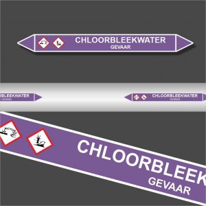 Leidingstickers Leidingmarkering Chloorbleekwater (Basen)