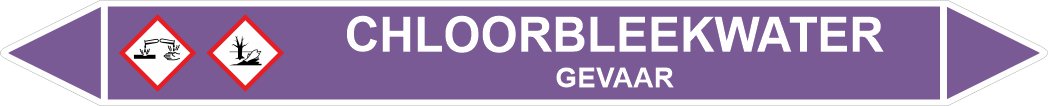Leidingstickers Leidingmarkering Chloorbleekwater (Basen) Leidingstickers Leidingmarkering Chloorbleekwater (Basen)
