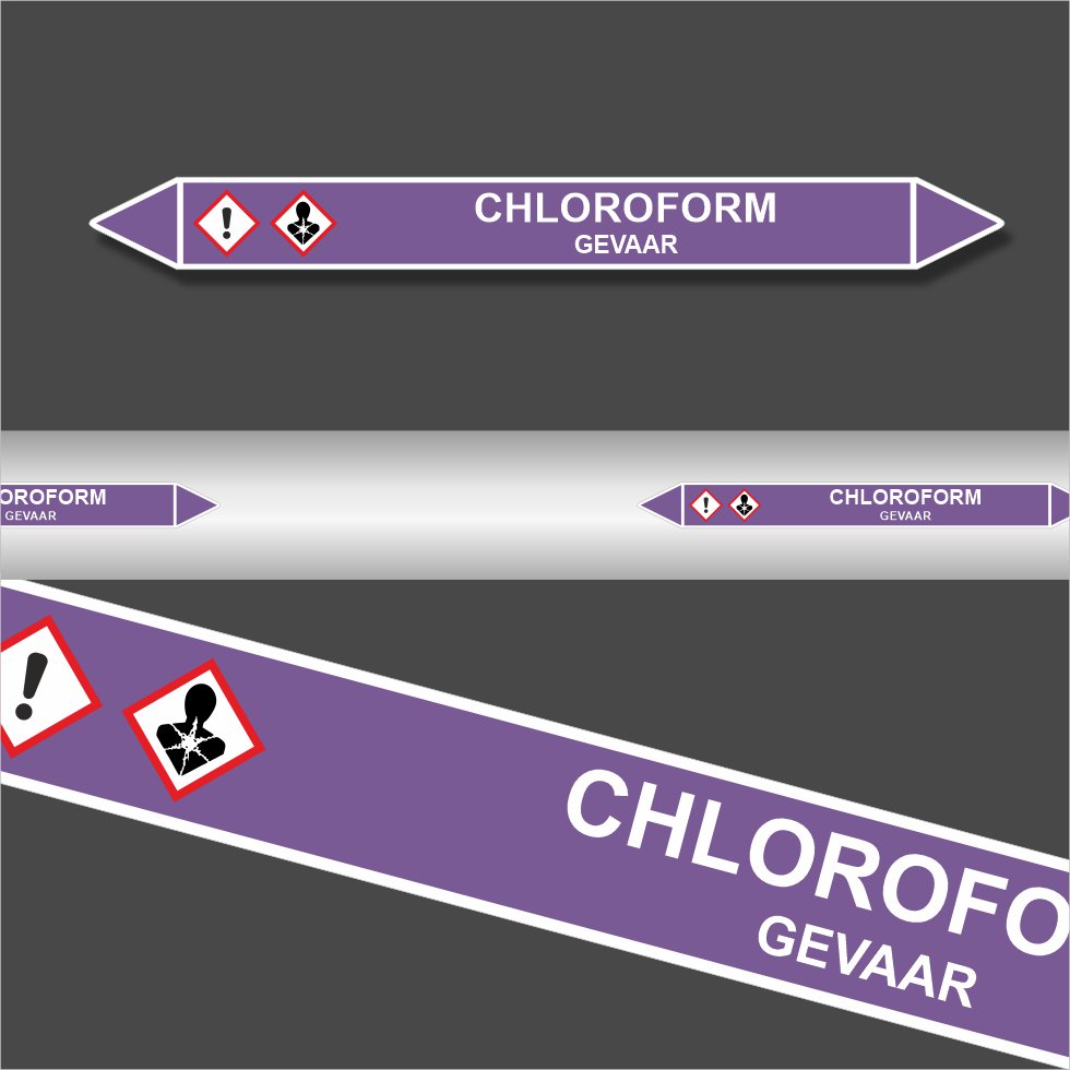 Leidingstickers Leidingmarkering Chloroform (Basen) Leidingstickers Leidingmarkering Chloroform (Basen)