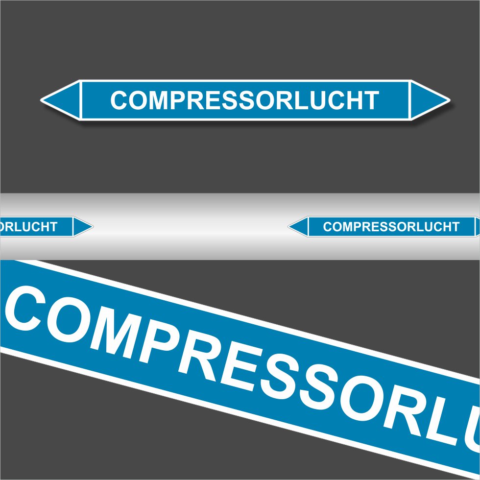Leidingstickers Leidingmarkering Compressorlucht (Lucht) Leidingstickers Leidingmarkering Compressorlucht (Lucht)