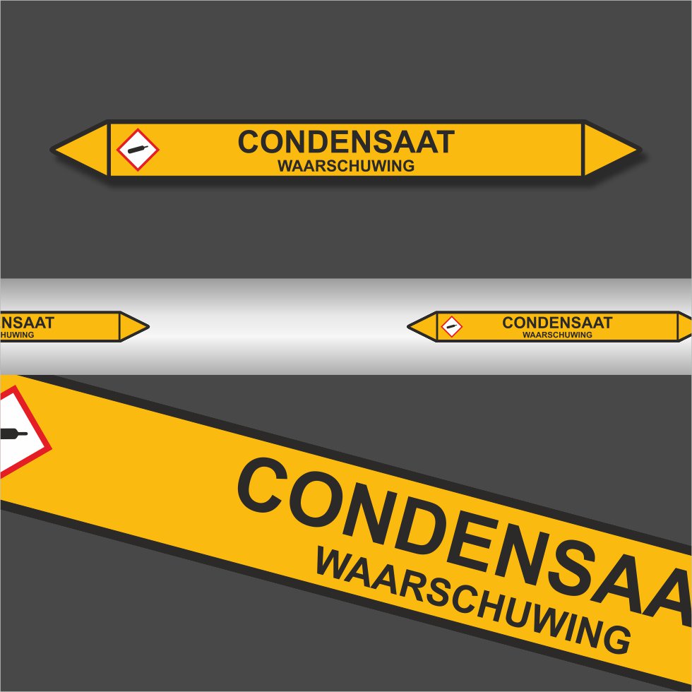 Leidingstickers Leidingmarkering Condensaat (Gassen) Leidingstickers Leidingmarkering Condensaat (Gassen)