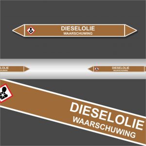 Leidingstickers Leidingmarkering Dieselolie (Ontvlambare vloeistoffen)