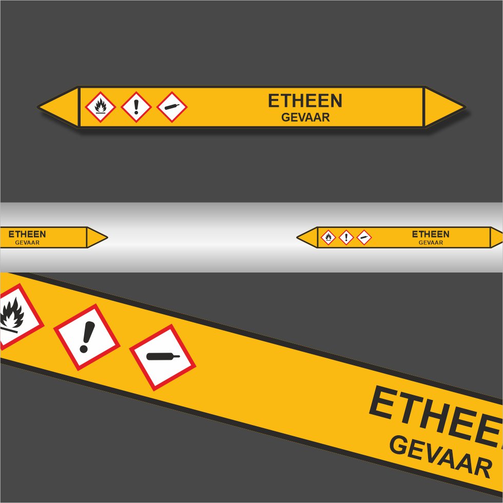 Leidingstickers Leidingmarkering Etheen (Gassen) Leidingstickers Leidingmarkering Etheen (Gassen)
