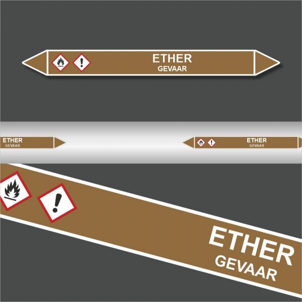 Leidingstickers Leidingmarkering Ether (Ontvlambare vloeistoffen)