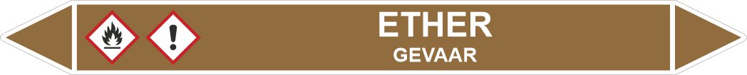 Leidingstickers Leidingmarkering Ether (Ontvlambare vloeistoffen) Leidingstickers Leidingmarkering Ether (Ontvlambare vloeistoffen)