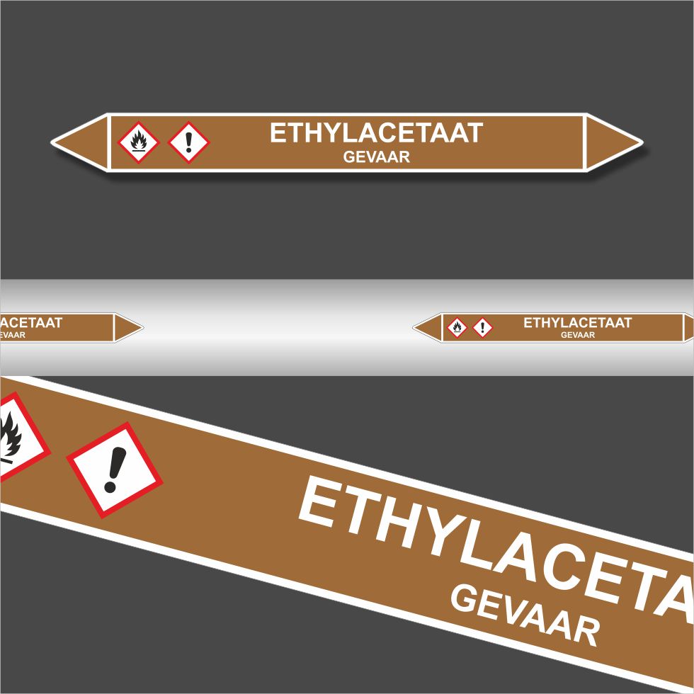Leidingstickers Leidingmarkering Ethylacetaat Leidingstickers Leidingmarkering Ethylacetaat
