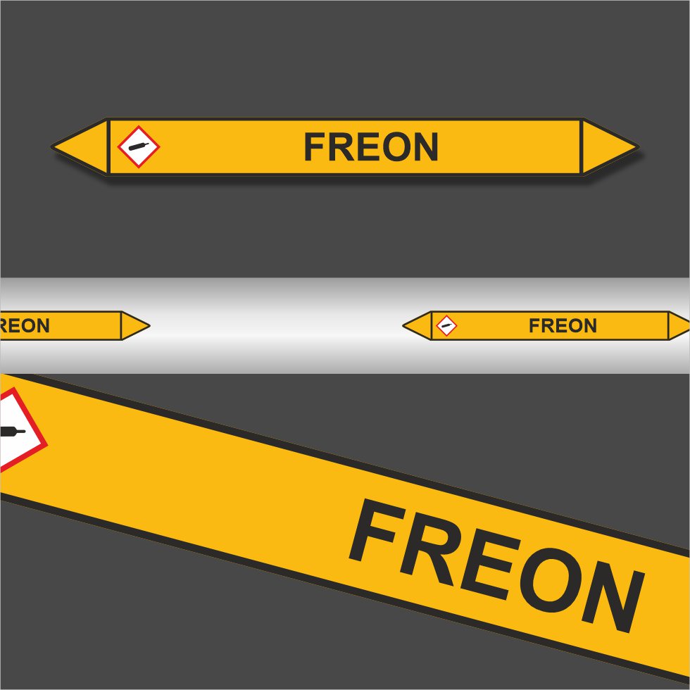 Leidingstickers Leidingmarkering Freon (Gassen) Leidingstickers Leidingmarkering Freon (Gassen)