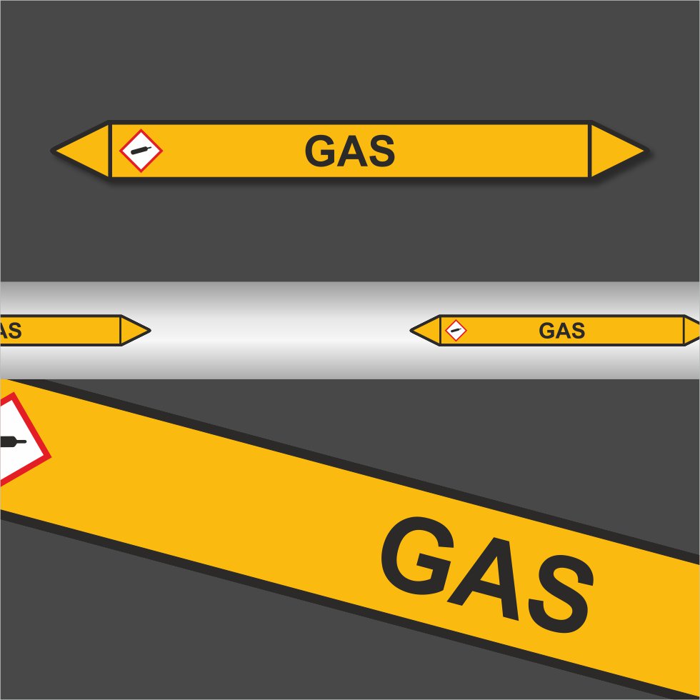 Leidingstickers Leidingmarkering Gas (Gassen) Leidingstickers Leidingmarkering Gas (Gassen)