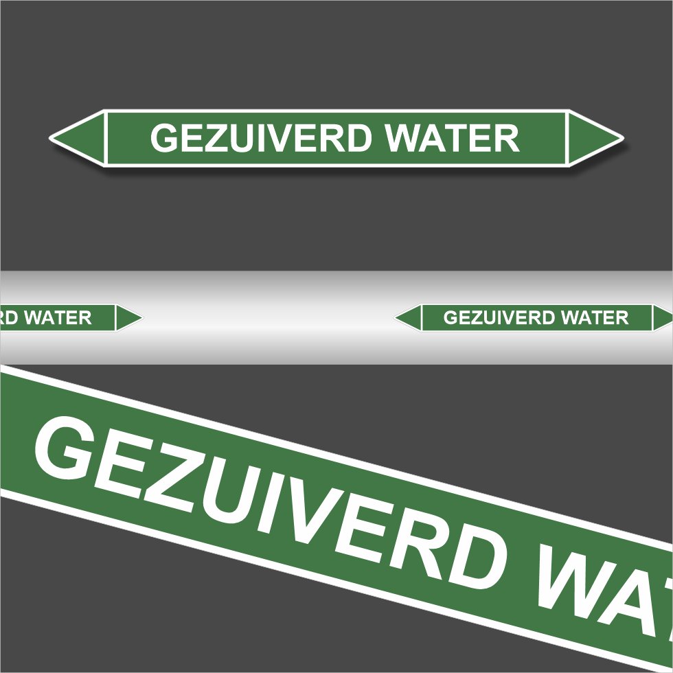 Leidingstickers Leidingmarkering Gezuiverd water (Water) Leidingstickers Leidingmarkering Gezuiverd water (Water)