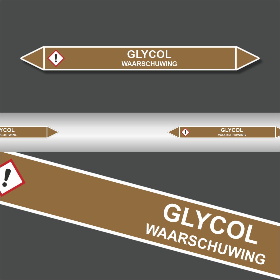 Leidingstickers Leidingmarkering Glycol (Ontvlambare vloeistoffen) Leidingstickers Leidingmarkering Glycol (Ontvlambare vloeistoffen)
