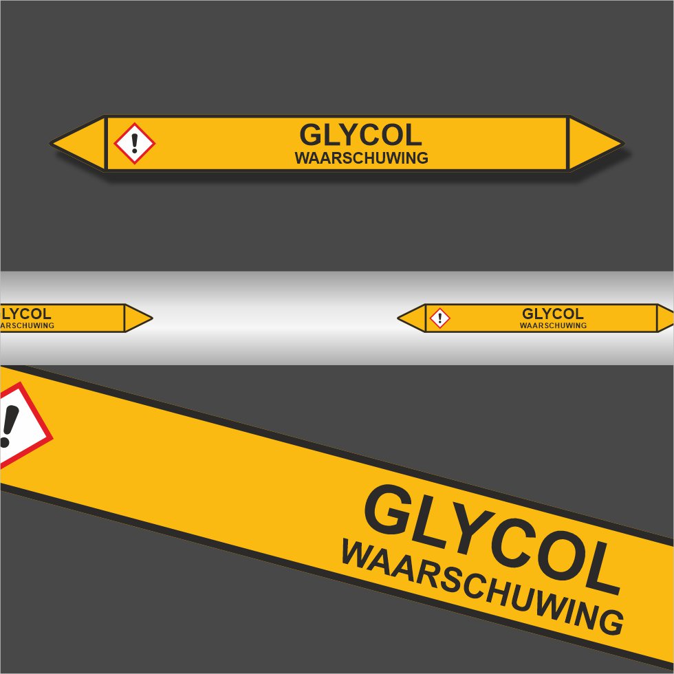 Leidingstickers Leidingmarkering Glycol (Gassen) Leidingstickers Leidingmarkering Glycol (Gassen)