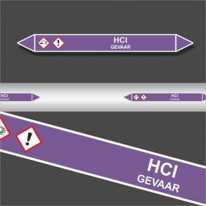 Leidingstickers Leidingmarkering HCl (Basen)