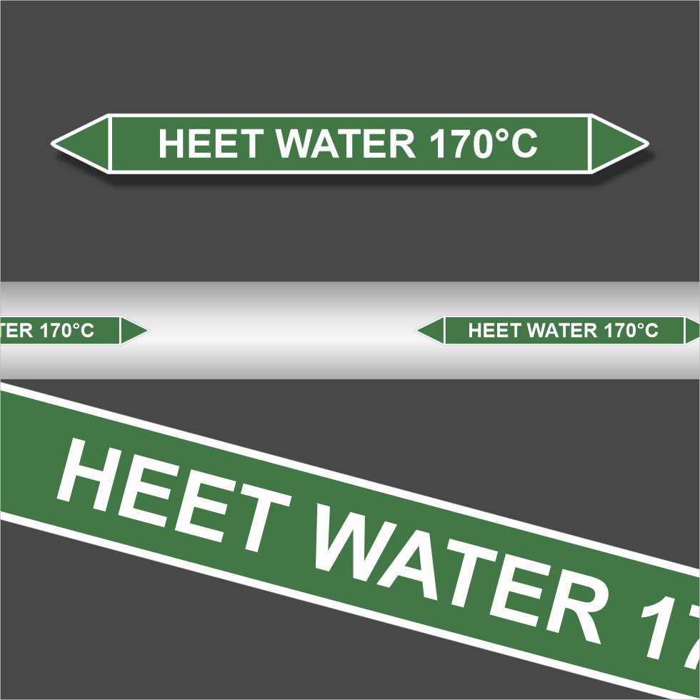 Leidingstickers Leidingmarkering Heet water 170 Graden (Water) Leidingstickers Leidingmarkering Heet water 170 Graden (Water)