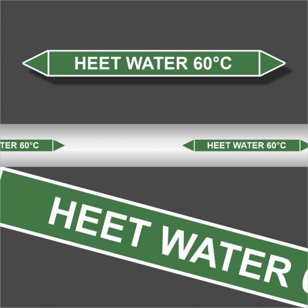 Leidingstickers Leidingmarkering Heet water 60 Graden (Water)