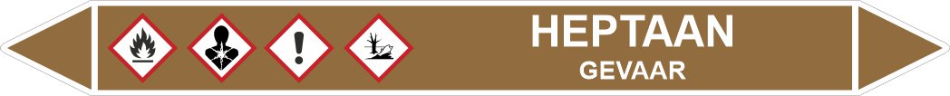 Leidingstickers Leidingmarkering Heptaan (Ontvlambare vloeistoffen)