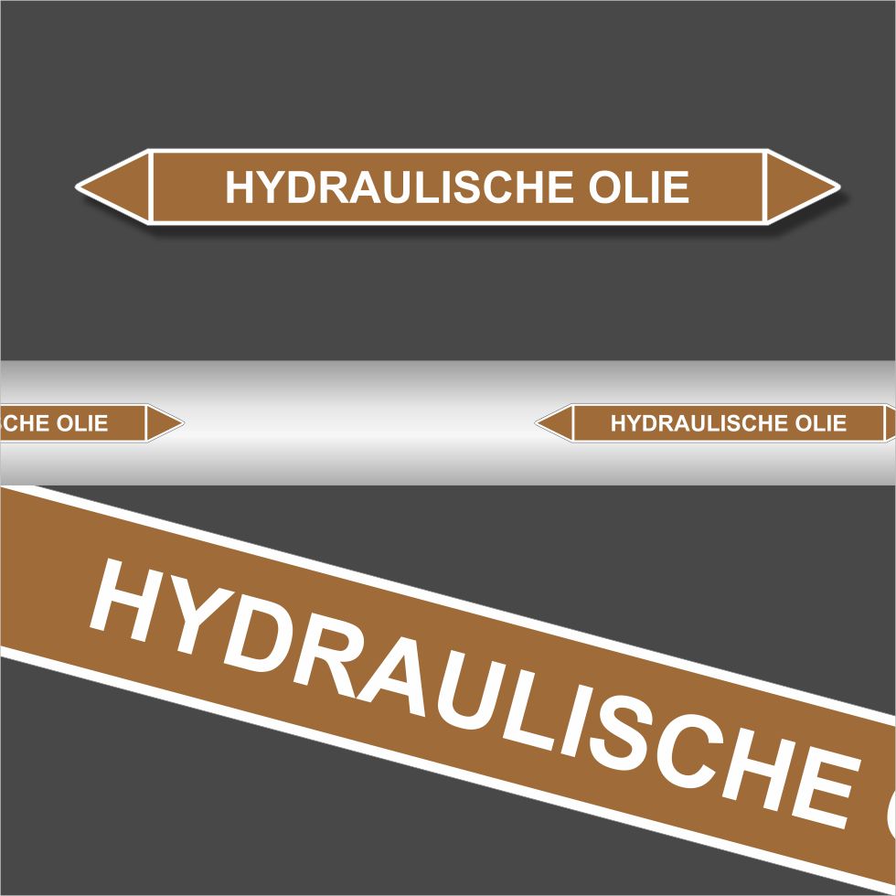 Leidingstickers Leidingmarkering Hydraulische Olie (Ontvlambare vloeistoffen) Leidingstickers Leidingmarkering Hydraulische Olie (Ontvlambare vloeistoffen)