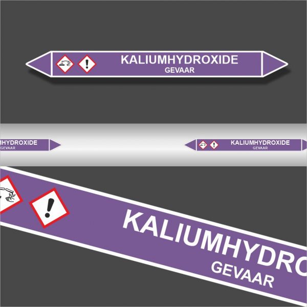 Leidingstickers Leidingmarkering Kaliumhydroxide (Basen)