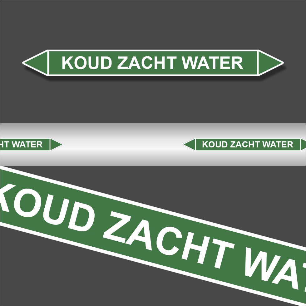 Leidingstickers Leidingmarkering Koud zacht water (Water) Leidingstickers Leidingmarkering Koud zacht water (Water)
