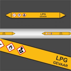 Leidingstickers Leidingmarkering LPG (Gassen)