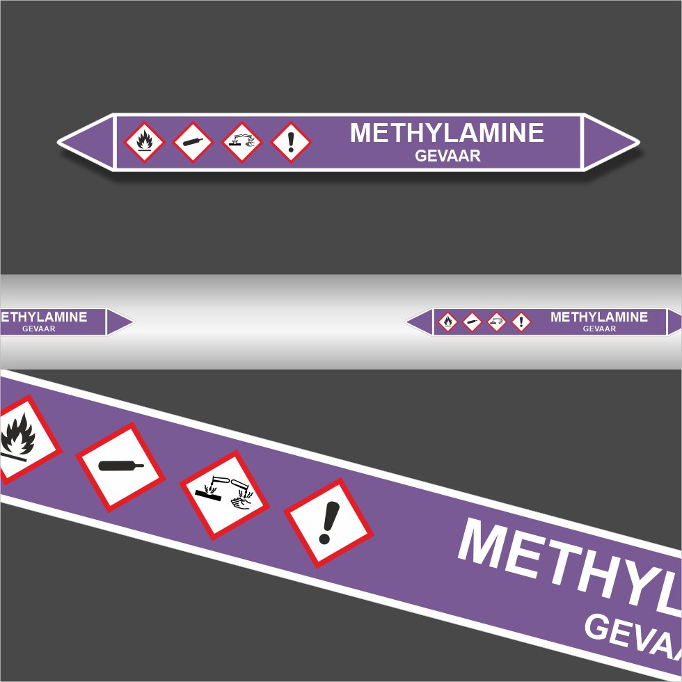 Leidingstickers Leidingmarkering Methylamine (Basen) Leidingstickers Leidingmarkering Methylamine (Basen)