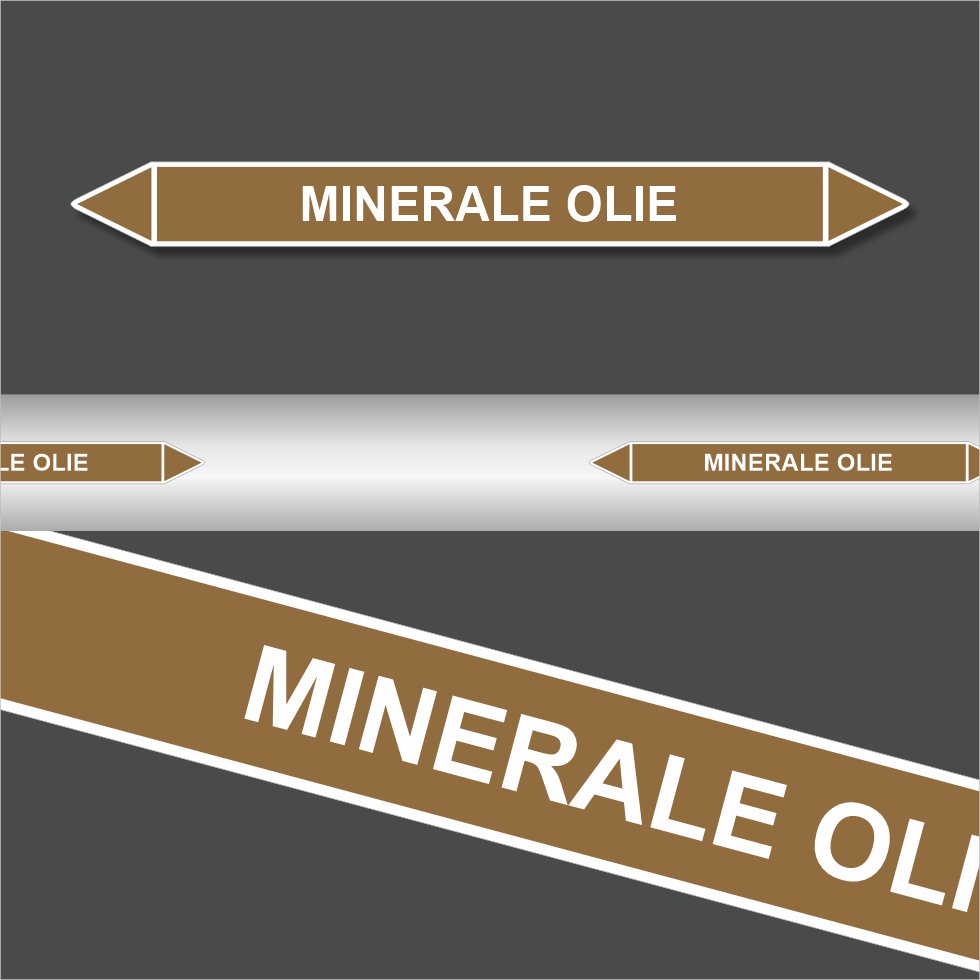 Leidingstickers Leidingmarkering Minerale Olie (Ontvlambare vloeistoffen) Leidingstickers Leidingmarkering Minerale Olie (Ontvlambare vloeistoffen)