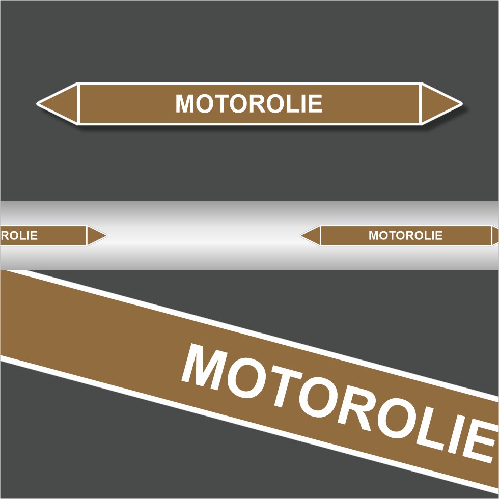 Leidingstickers Leidingmarkering Motorolie (Ontvlambare vloeistoffen) Leidingstickers Leidingmarkering Motorolie (Ontvlambare vloeistoffen)