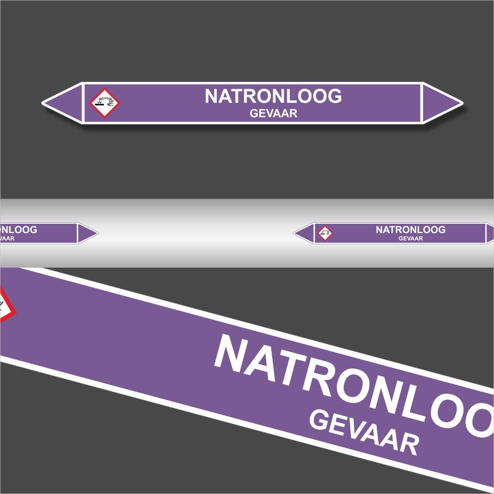 Leidingstickers Leidingmarkering Natronloog (Basen) Leidingstickers Leidingmarkering Natronloog (Basen)