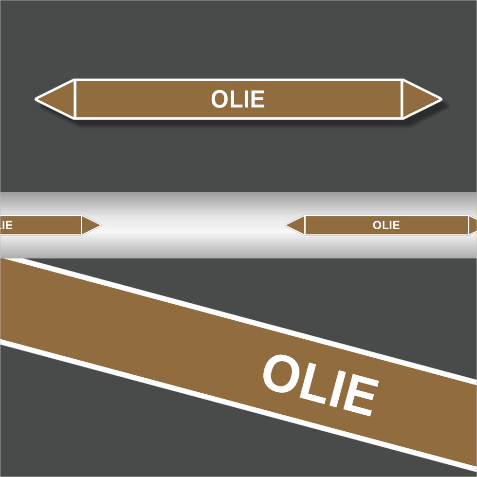Leidingstickers Leidingmarkering Olie (Ontvlambare vloeistoffen) Leidingstickers Leidingmarkering Olie (Ontvlambare vloeistoffen)
