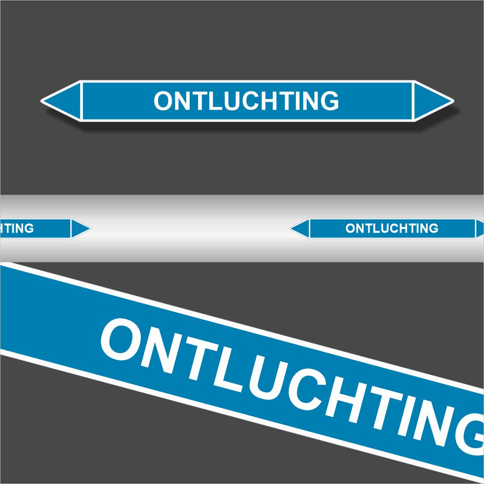 Leidingstickers Leidingmarkering Ontluchting (Lucht) Leidingstickers Leidingmarkering Ontluchting (Lucht)