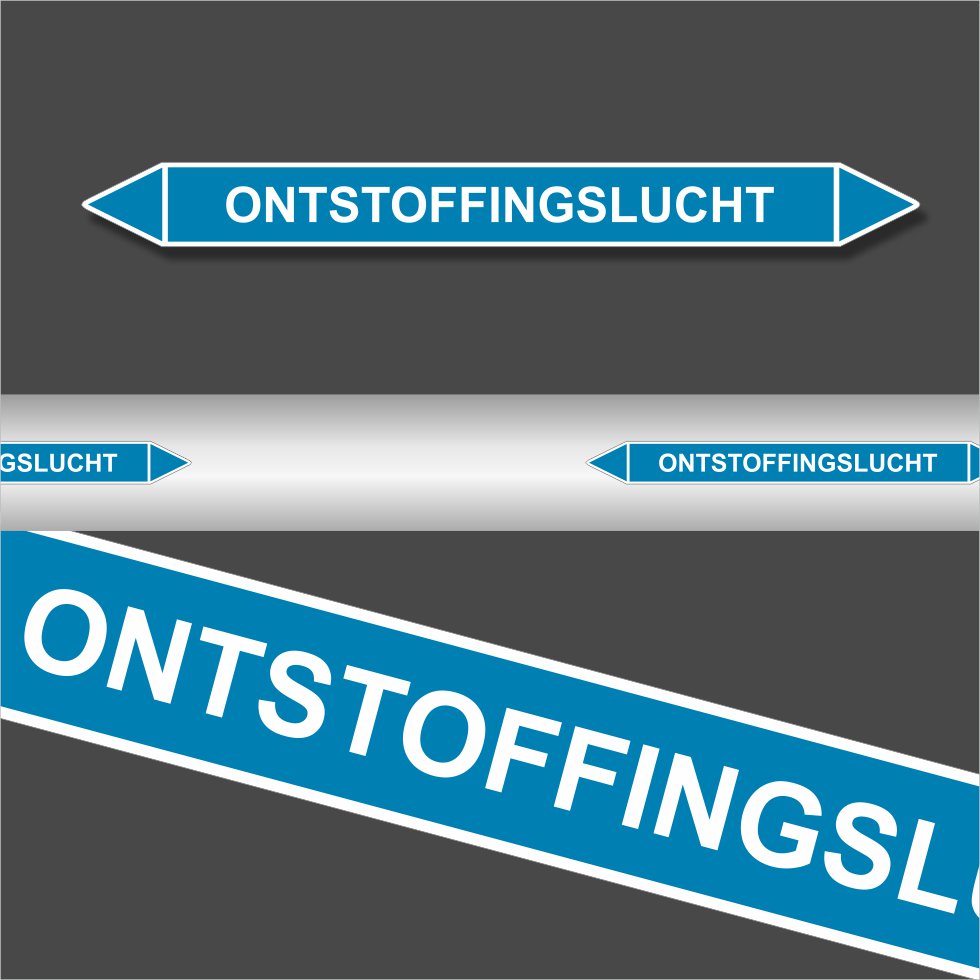 Leidingstickers Leidingmarkering Ontstoffingslucht (Lucht) Leidingstickers Leidingmarkering Ontstoffingslucht (Lucht)