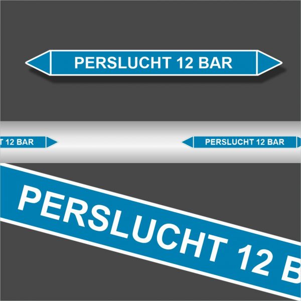 Leidingstickers Leidingmarkering Perslucht 12 BAR (Lucht)