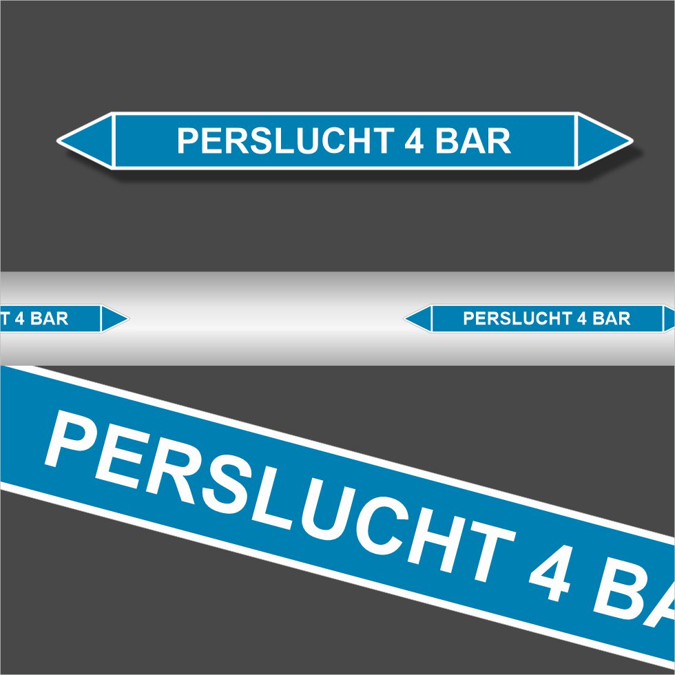 Leidingstickers Leidingmarkering Perslucht 4 BAR (Lucht) Leidingstickers Leidingmarkering Perslucht 4 BAR (Lucht)