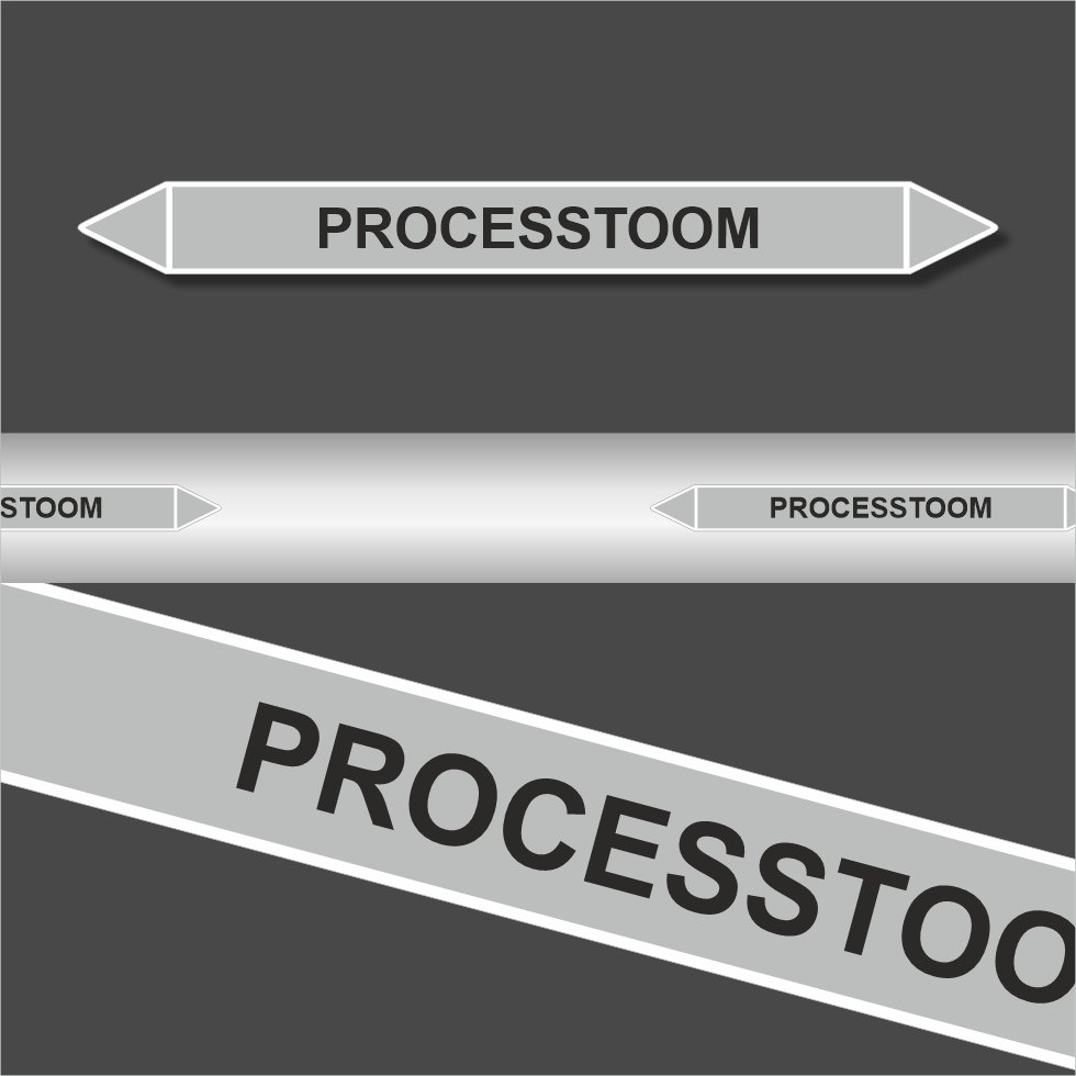 Leidingstickers Leidingmarkering Processtoom (Stoom) Leidingstickers Leidingmarkering Processtoom (Stoom)