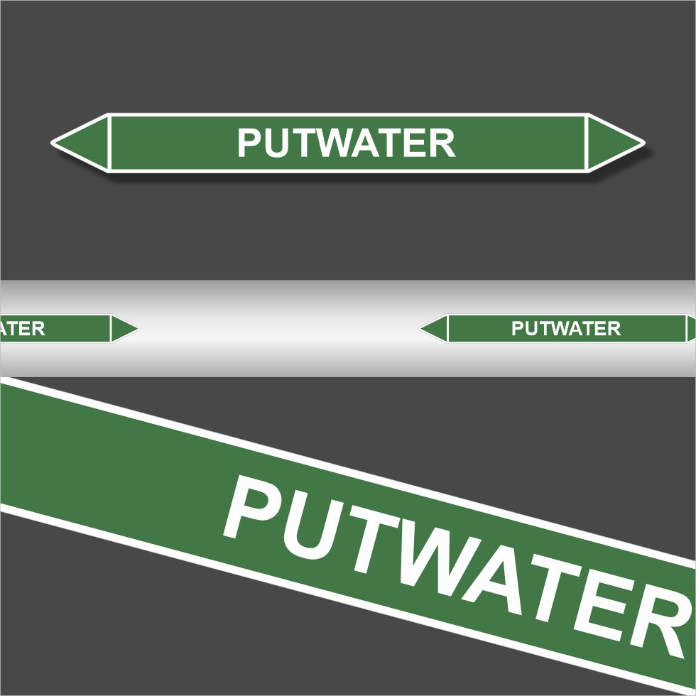 Leidingstickers Leidingmarkering Putwater (Water) Leidingstickers Leidingmarkering Putwater (Water)
