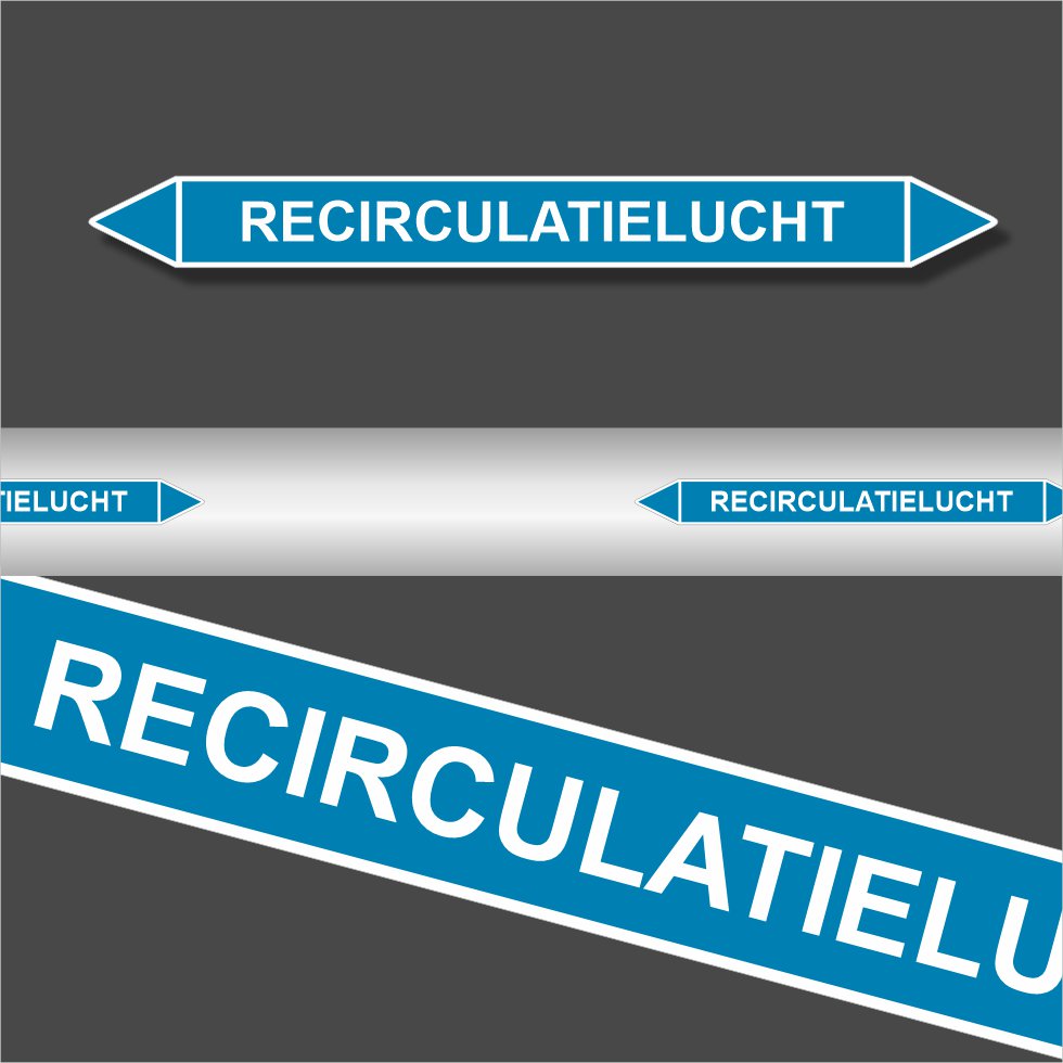 Leidingstickers Leidingmarkering Recirculatielucht (Lucht) Leidingstickers Leidingmarkering Recirculatielucht (Lucht)