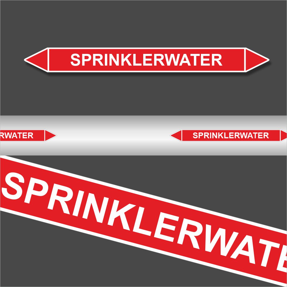 Leidingstickers Leidingmarkering Sprinklerwater (Blusleidingen) Leidingstickers Leidingmarkering Sprinklerwater (Blusleidingen)