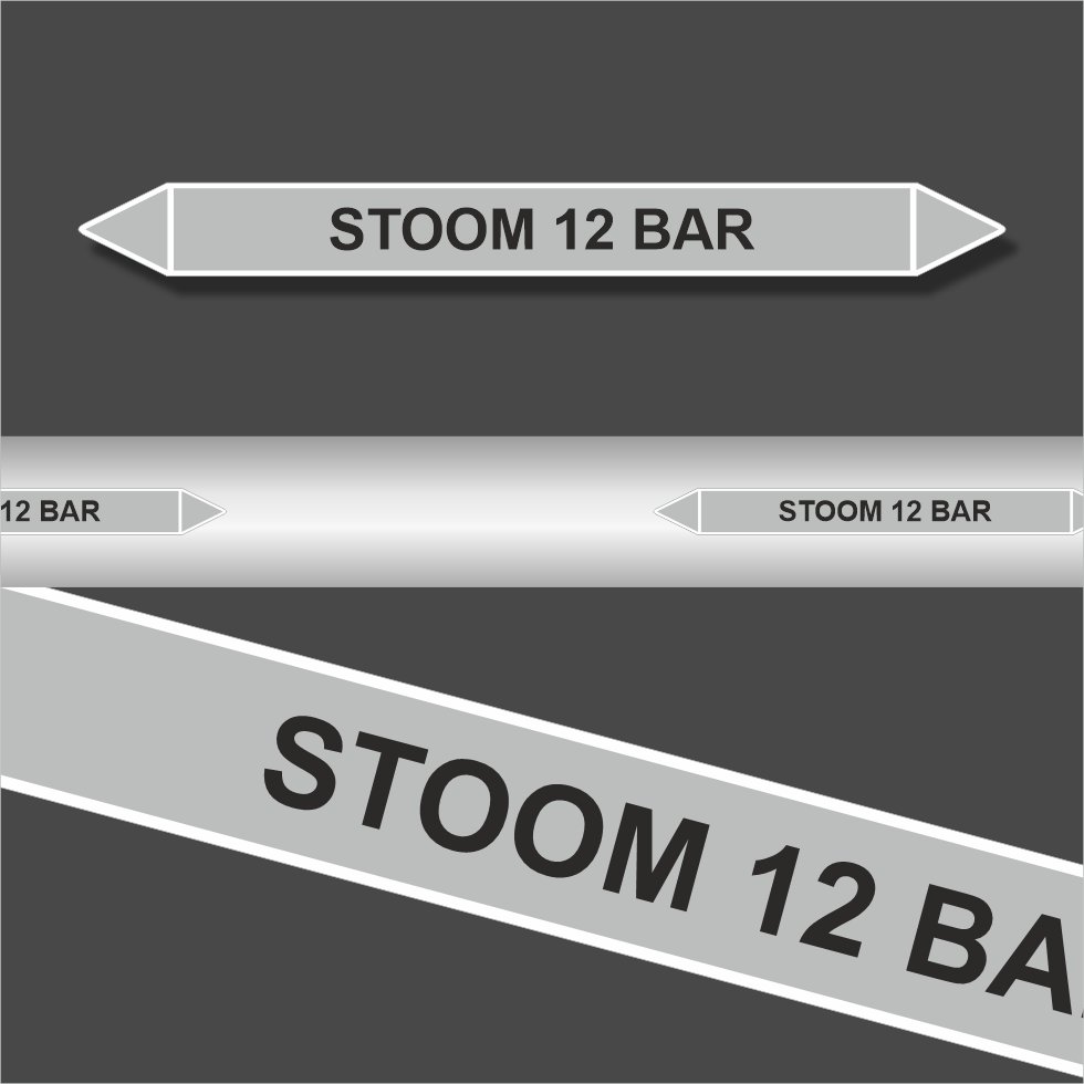 Leidingstickers Leidingmarkering Stoom 12 BAR (Stoom) Leidingstickers Leidingmarkering Stoom 12 BAR (Stoom)