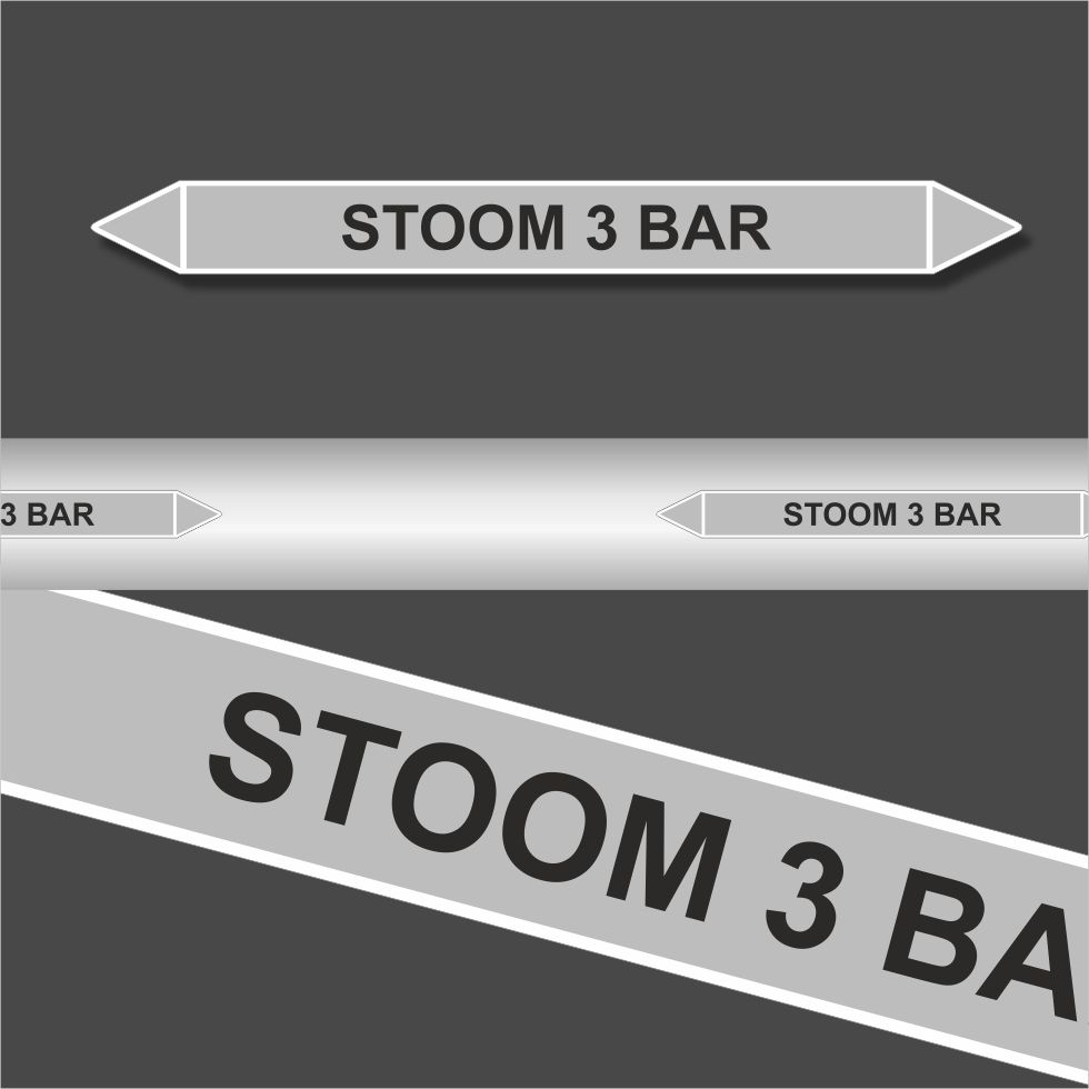 Leidingstickers Leidingmarkering Stoom 3 BAR Leidingstickers Leidingmarkering Stoom 3 BAR