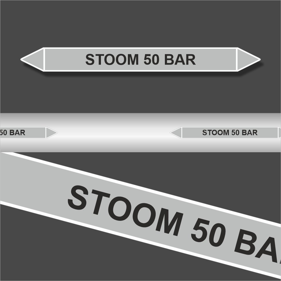 Leidingstickers Leidingmarkering Stoom 50 BAR (Stoom) Leidingstickers Leidingmarkering Stoom 50 BAR (Stoom)