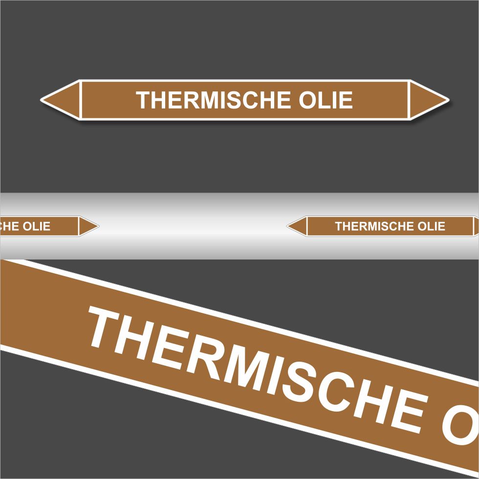 Leidingstickers Leidingmarkering Thermische Olie (Ontvlambare vloeistoffen) Leidingstickers Leidingmarkering Thermische Olie (Ontvlambare vloeistoffen)